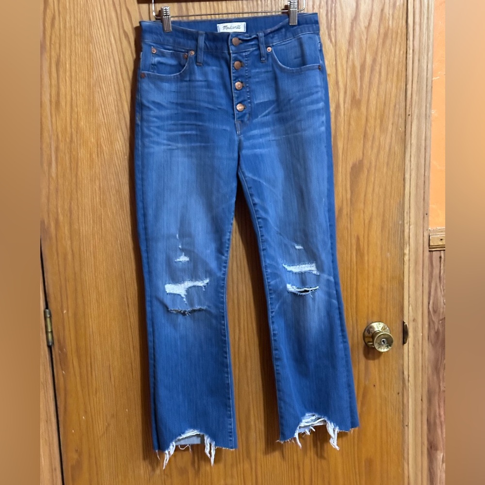 Madewell‎ Cali Demi boot sz 28 Blue Distressed Flare Jeans JB1